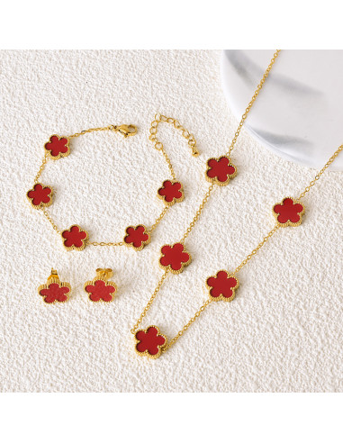 Plum Blossom Five-Leaf Flower Jewelry Set