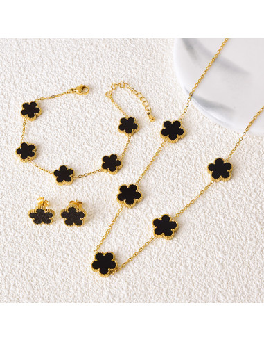 Plum Blossom Five-Leaf Flower Jewelry Set