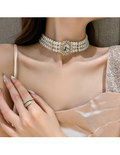 Luxury Vintage Multilayer Pearl Choker Necklace